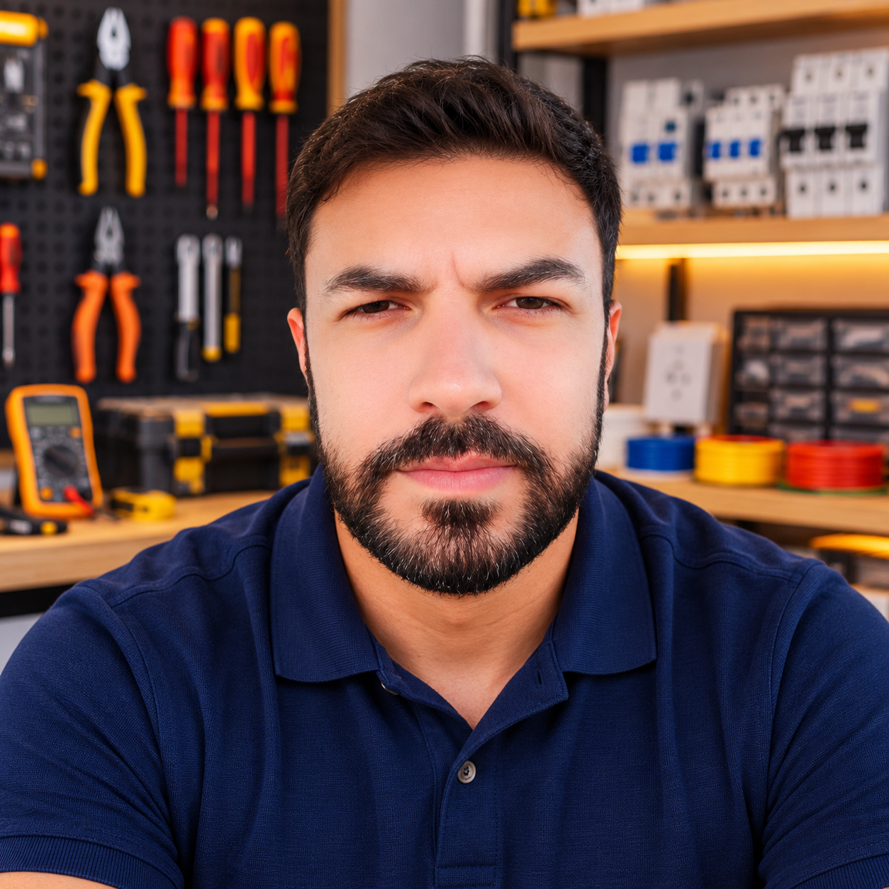 Instrutor do curso Elétrica Sem Medo em sua oficina